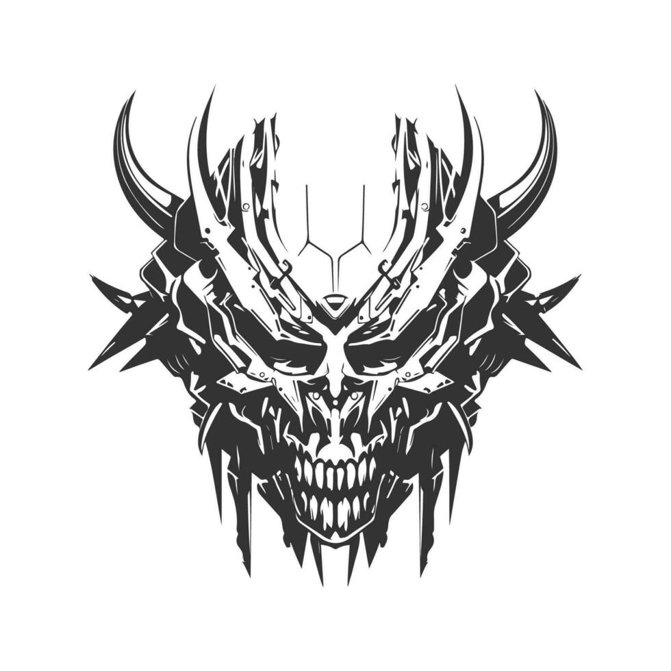 void cyberserker, vintage logo line art concept black and white color, hand drawn illustration vector