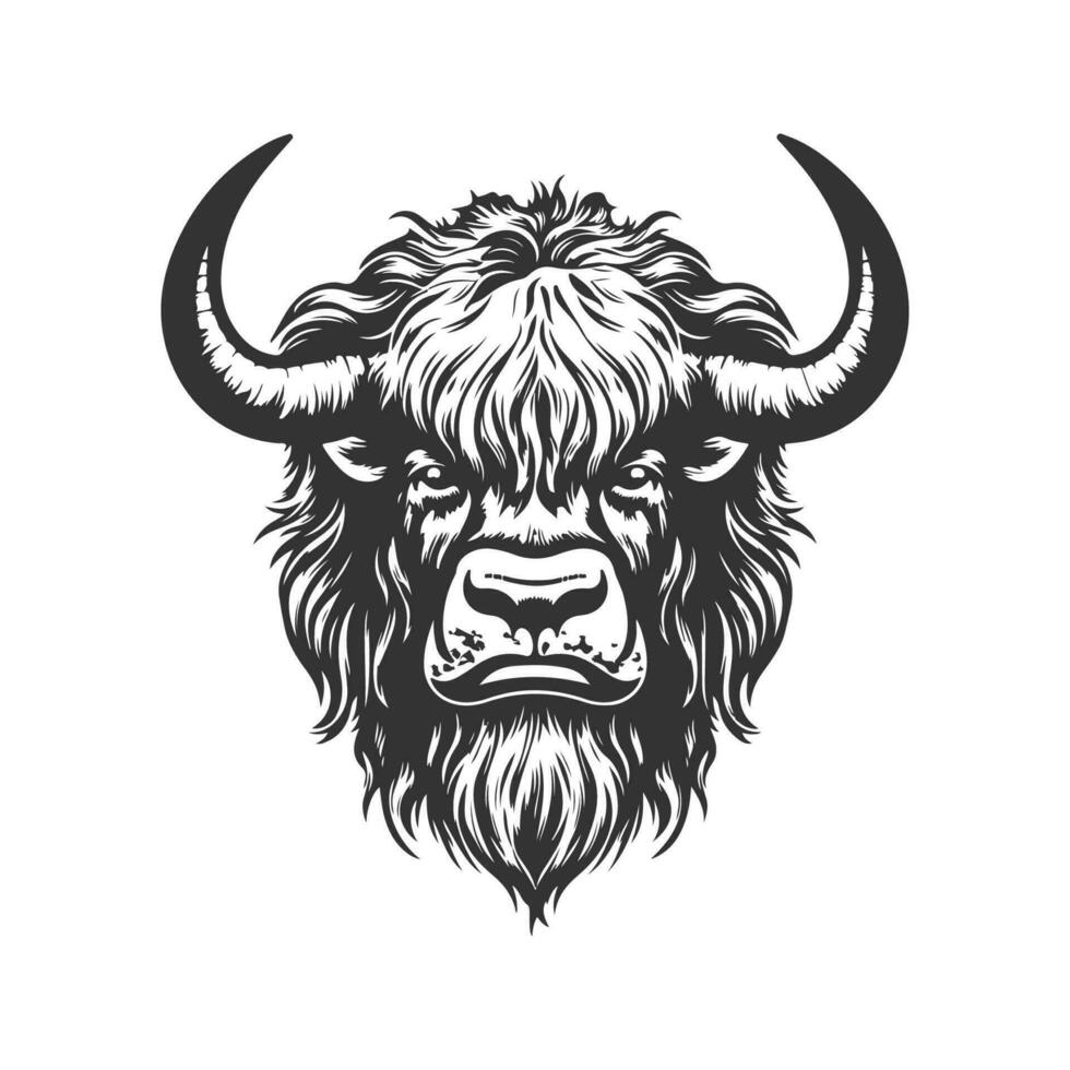 yak monstruo, Clásico logo línea Arte concepto negro y blanco color, mano dibujado ilustración vector