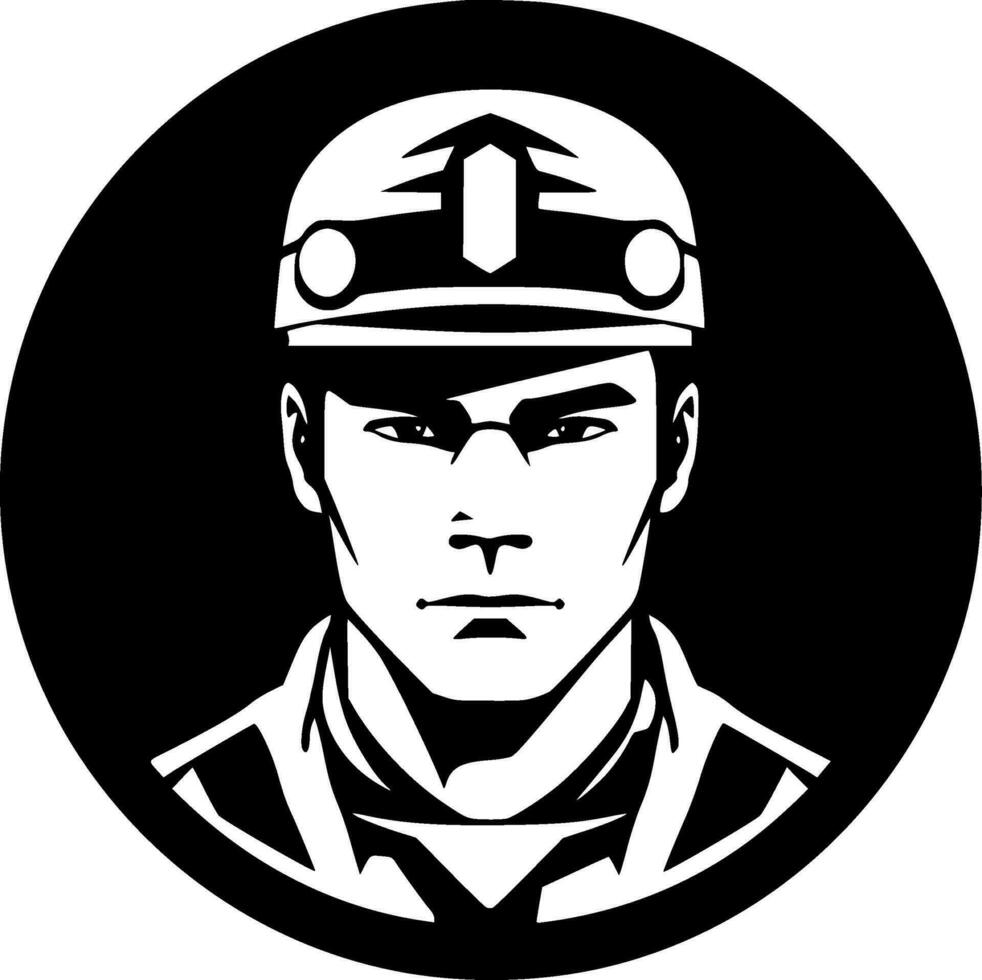 militar, negro y blanco vector ilustración