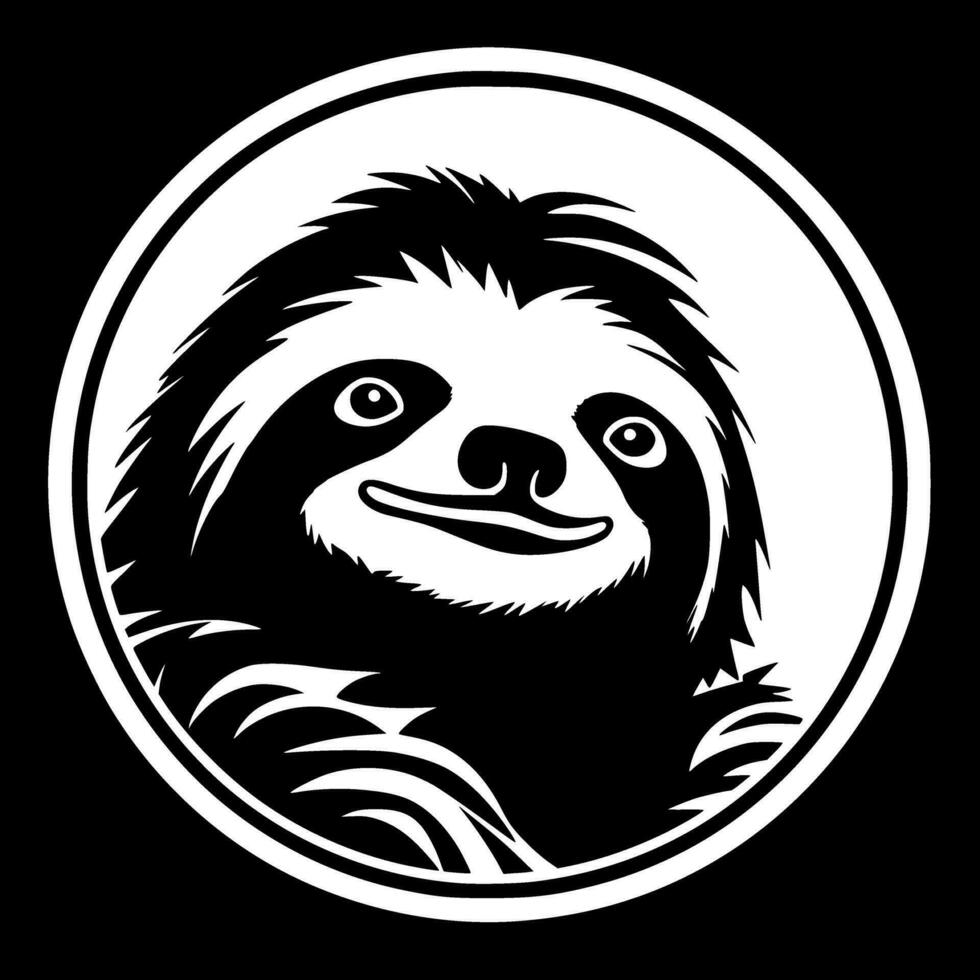 Sloth - Black and White Isolated Icon - Vector illustration