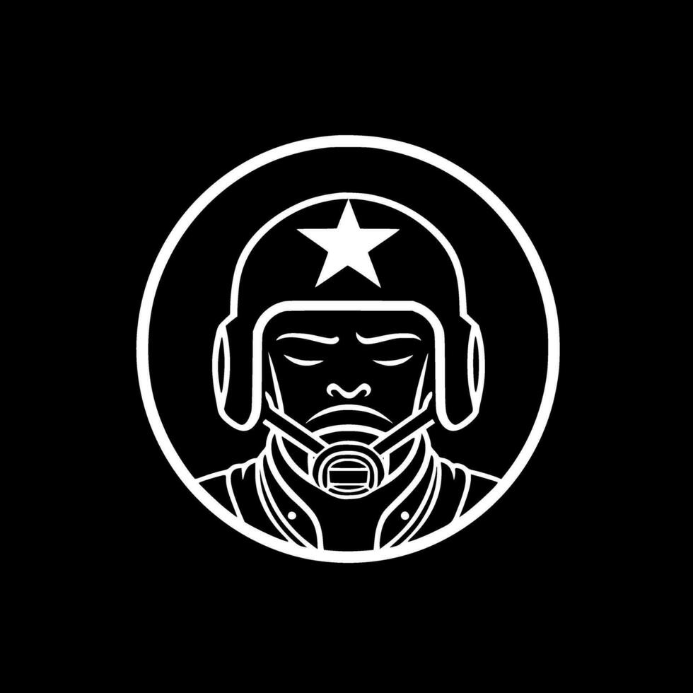 militar, negro y blanco vector ilustración