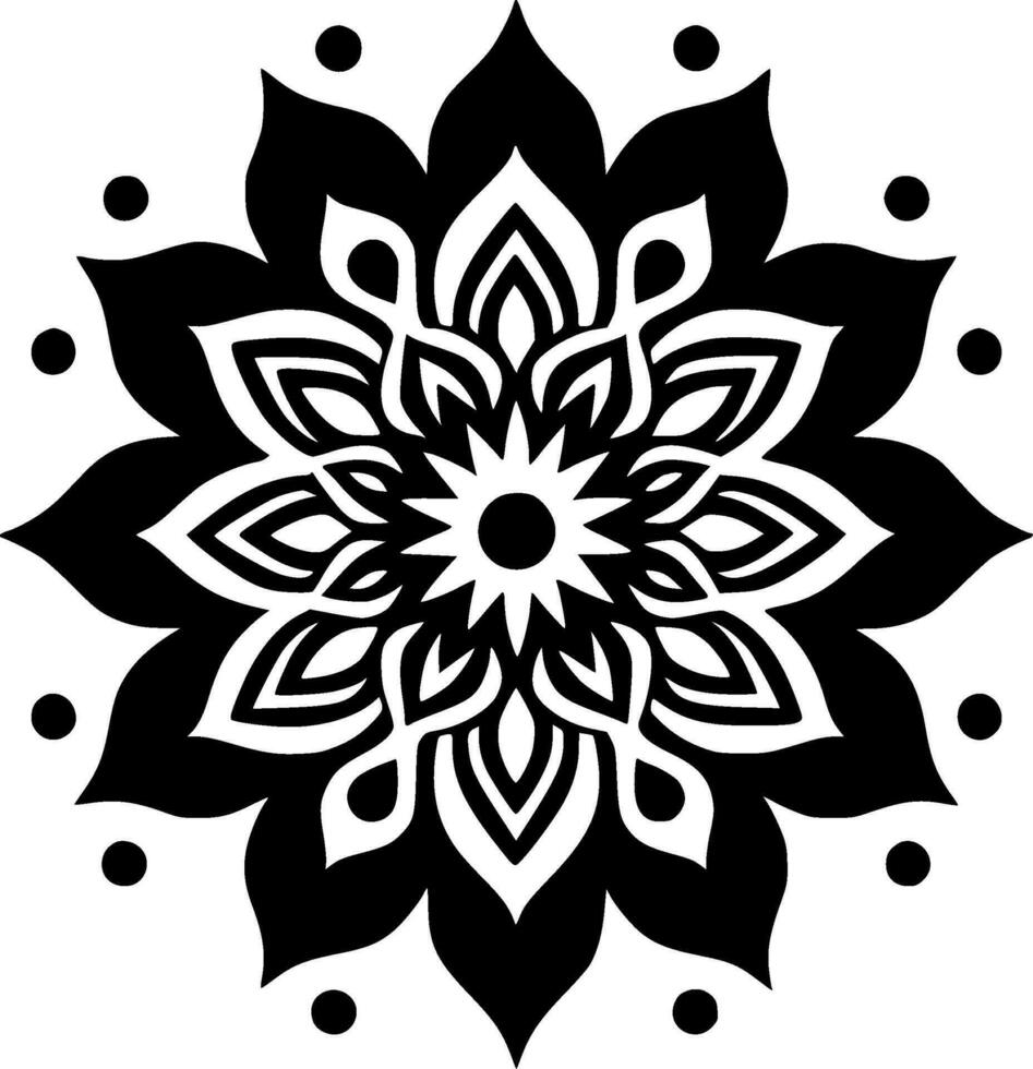 Mandala, Black and White Vector illustration