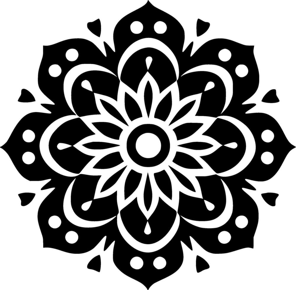 Mandala - Black and White Isolated Icon - Vector illustration