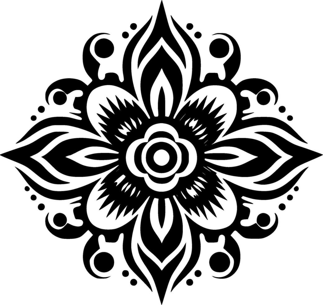 Mandala, Black and White Vector illustration