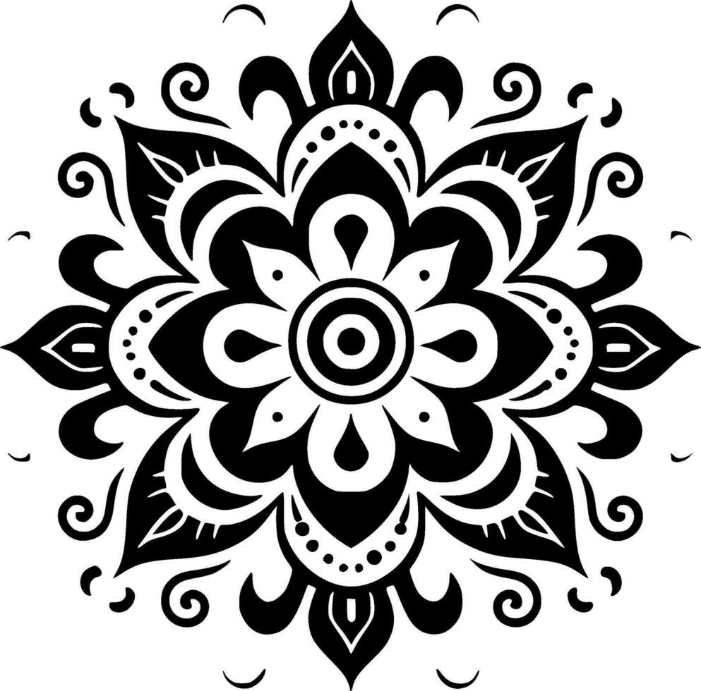 mandala - negro y blanco aislado icono - vector ilustración