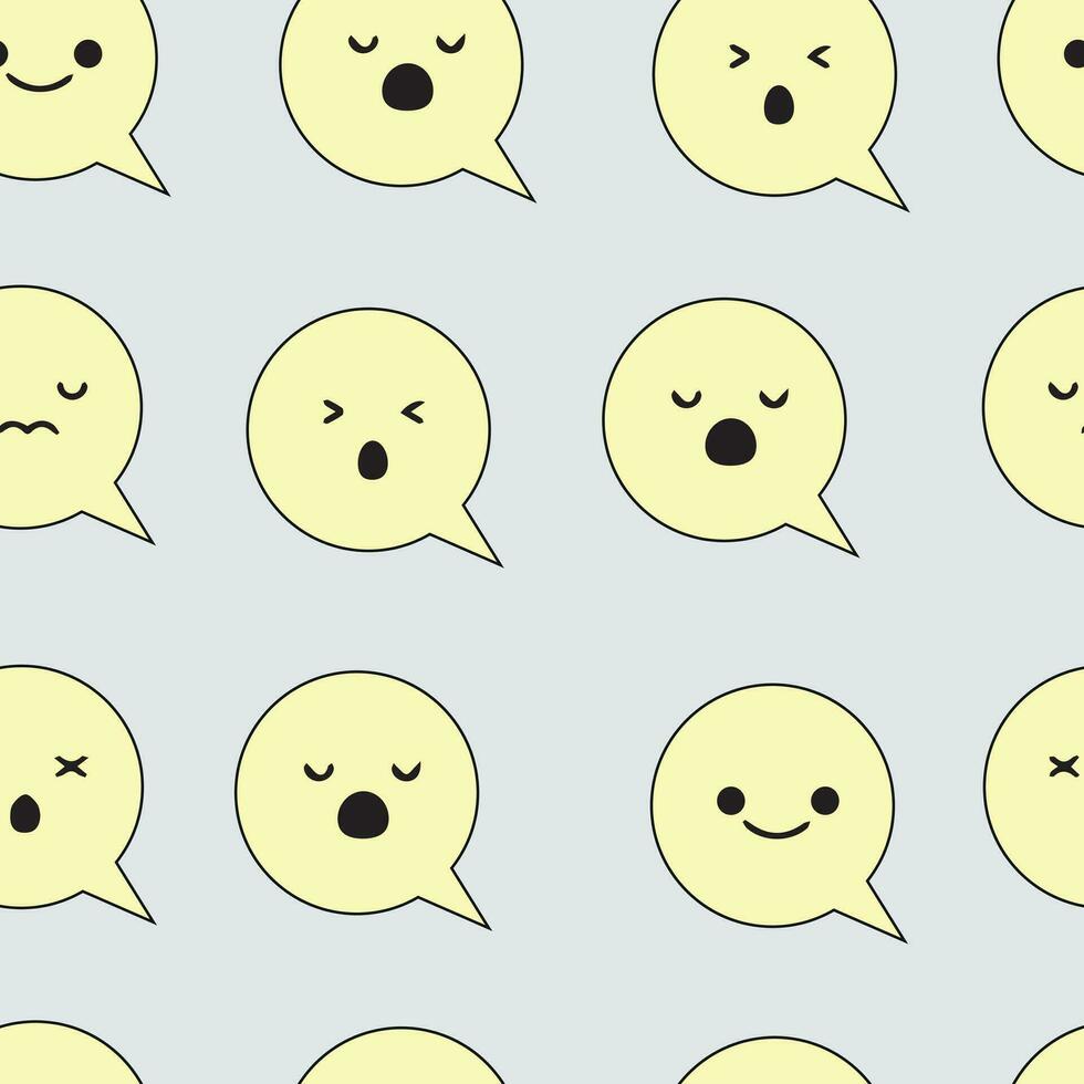 Cute speech bubbles flat emoticon seamless pattern vector