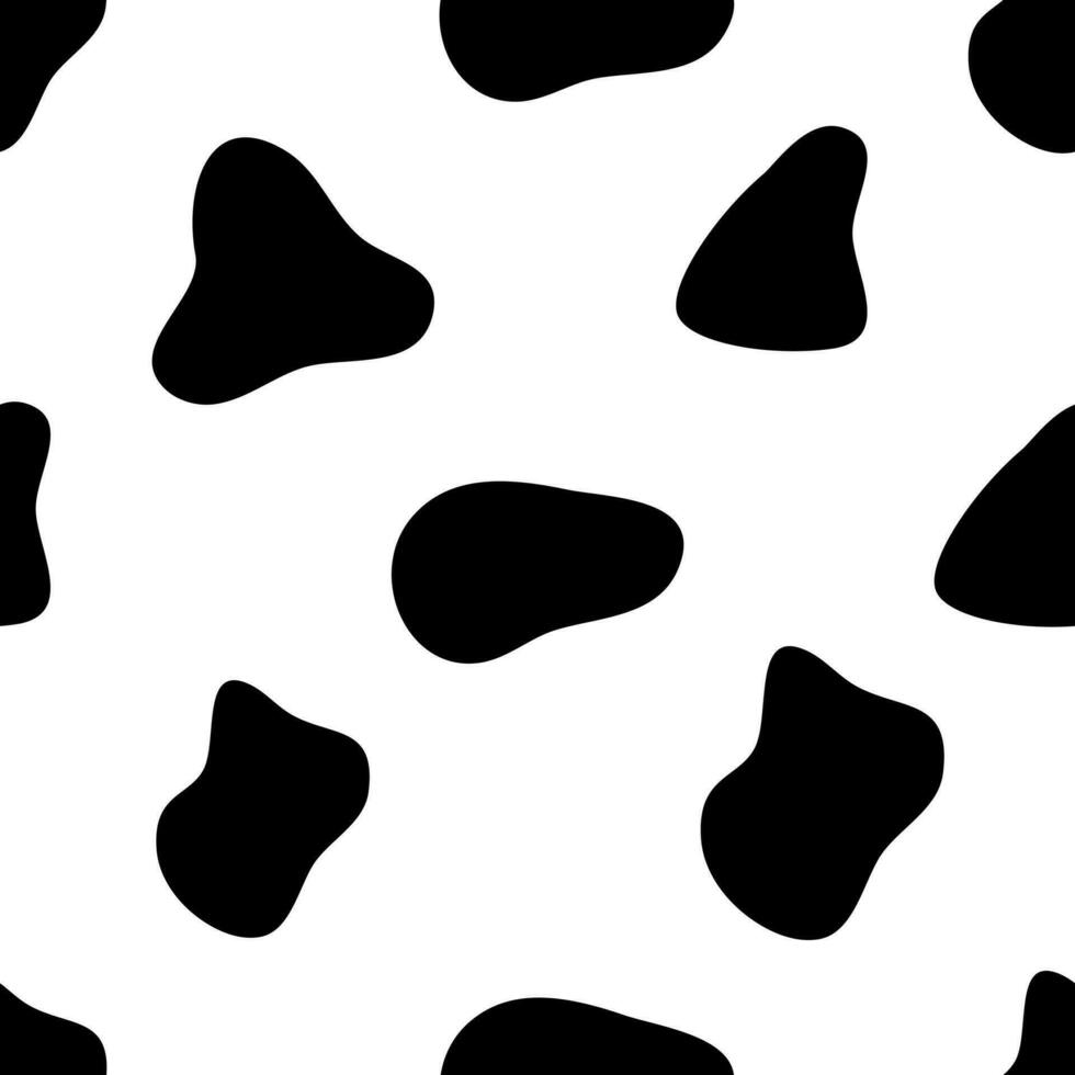 vaca sin costura modelo. vector largo resumen antecedentes con repetido mano dibujado negro manchas en un blanco antecedentes. monocromo textura