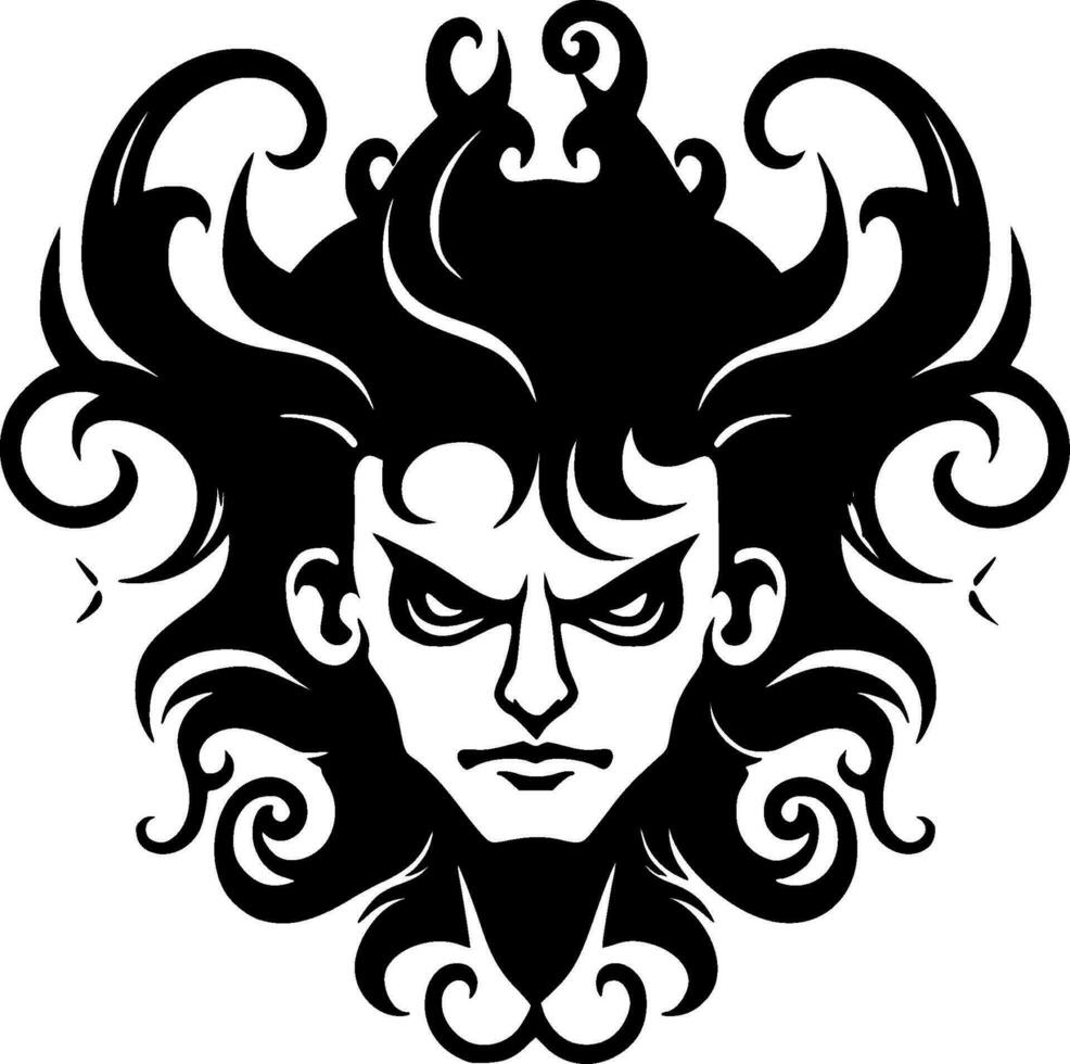 fantasía - negro y blanco aislado icono - vector ilustración