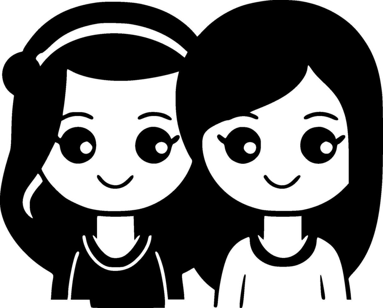 Friends, Black and White Vector illustration