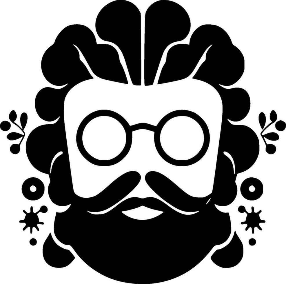 Hippie, Black and White Vector illustration