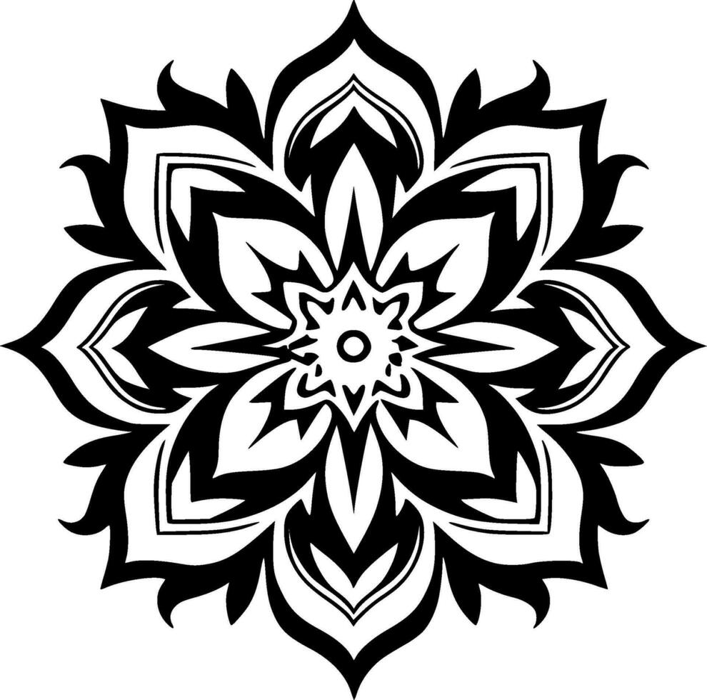 Mandala, Black and White Vector illustration