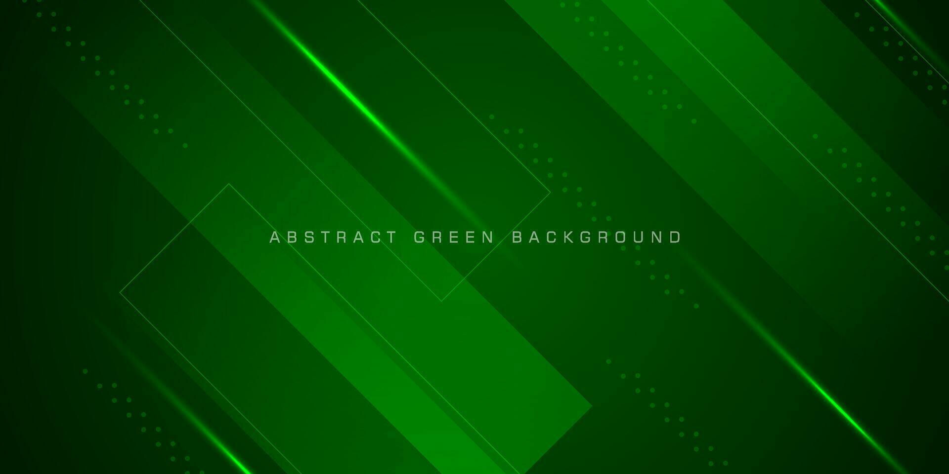 Abstract green design, science, futuristic, energy technology concept background. Digital image of light rays, stripes lines with overlay light, over dark green background. Eps10 vector
