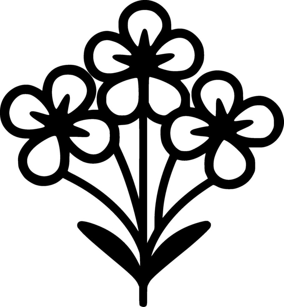 Flowers - Black and White Isolated Icon - Vector illustration