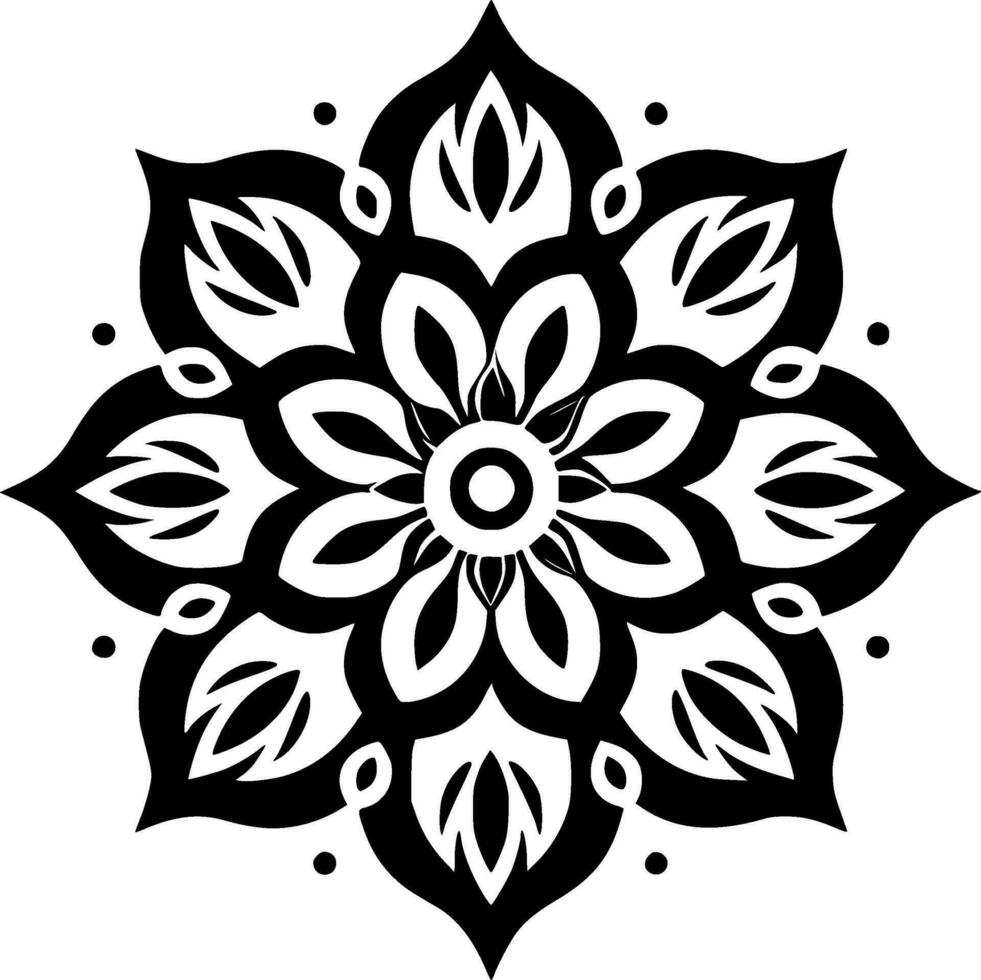 mandala - negro y blanco aislado icono - vector ilustración