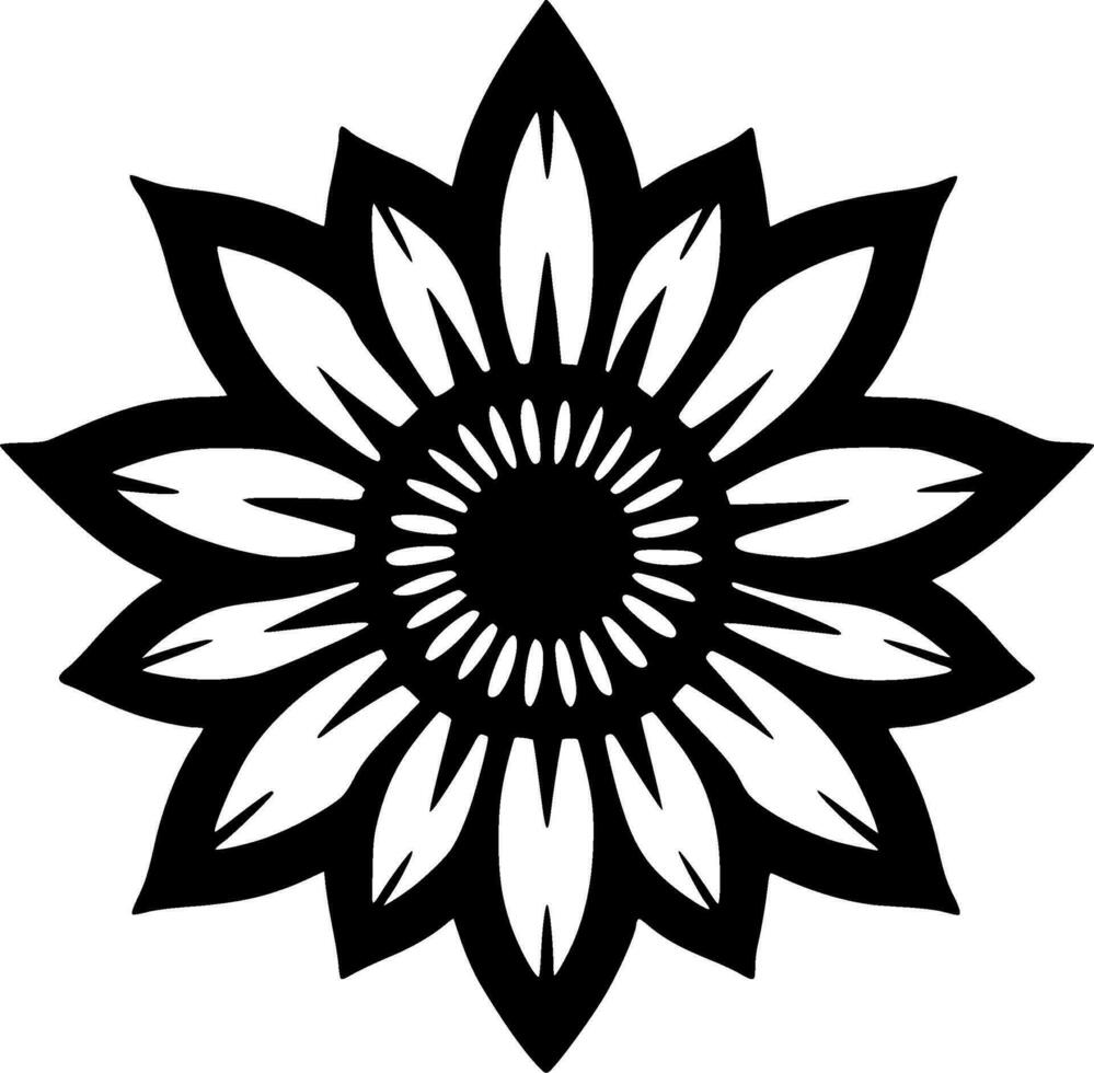 Flower, Black and White Vector illustration