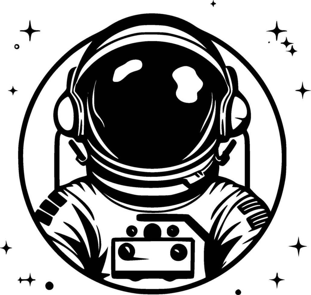 astronauta, negro y blanco vector ilustración