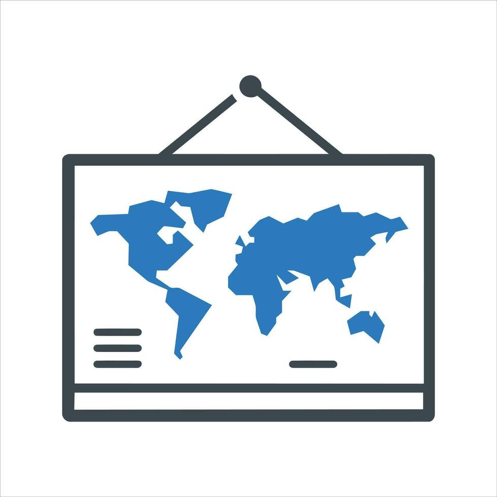 World map icon. Vector and glyph