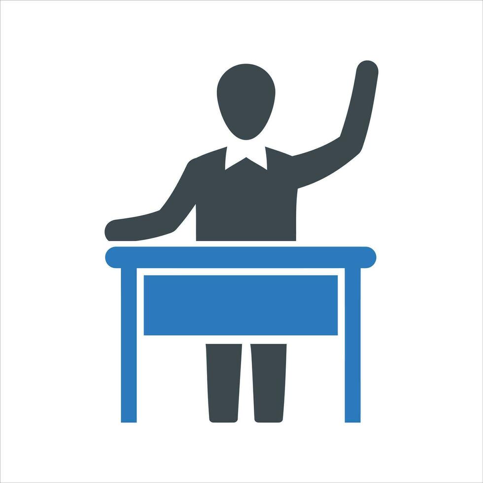 Businessman, training or teacher presentation icon. Vector and glyph