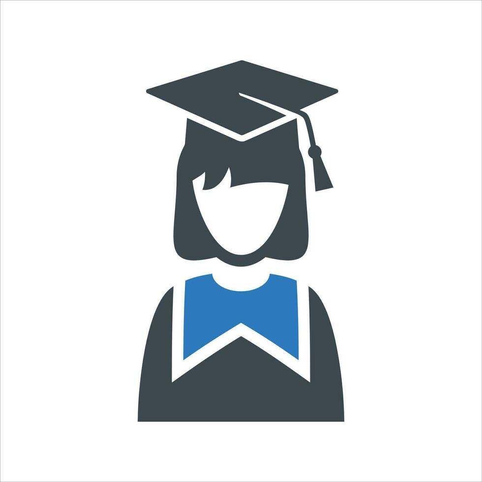 Graduate girl icon. Vector and glyph