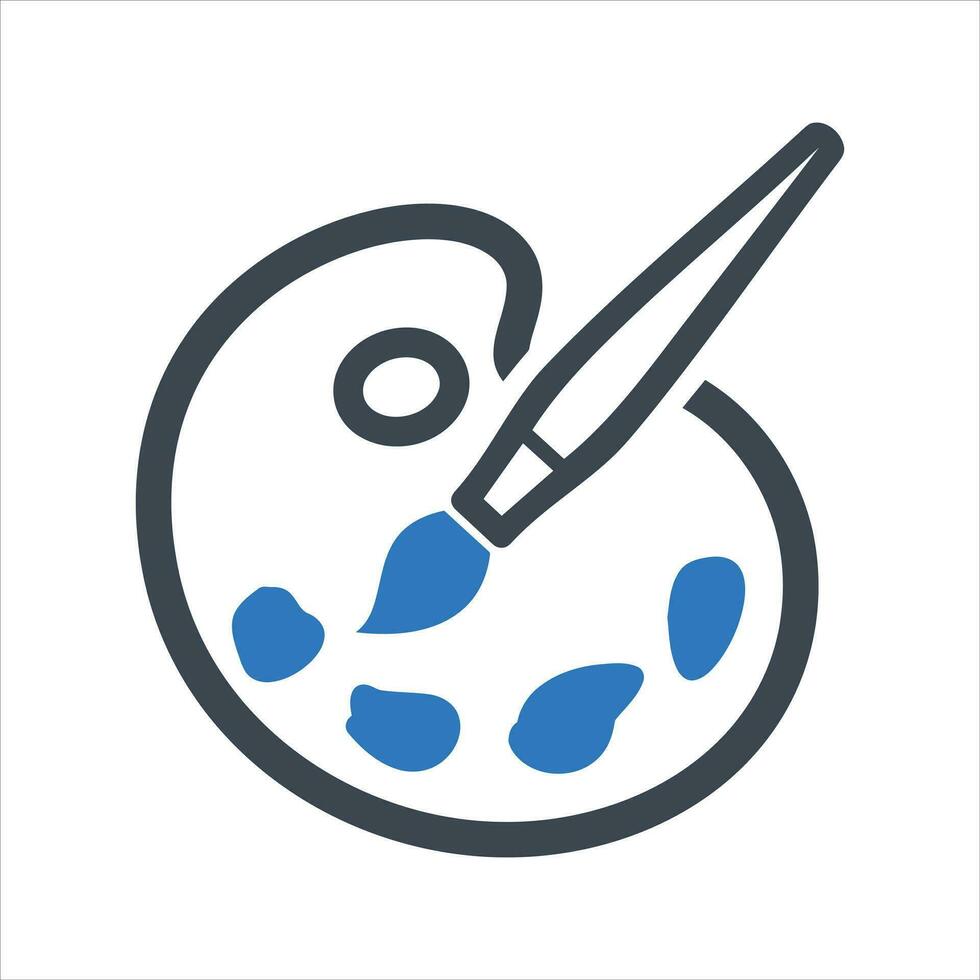 Paint brush with palette icon. Vector and glyph