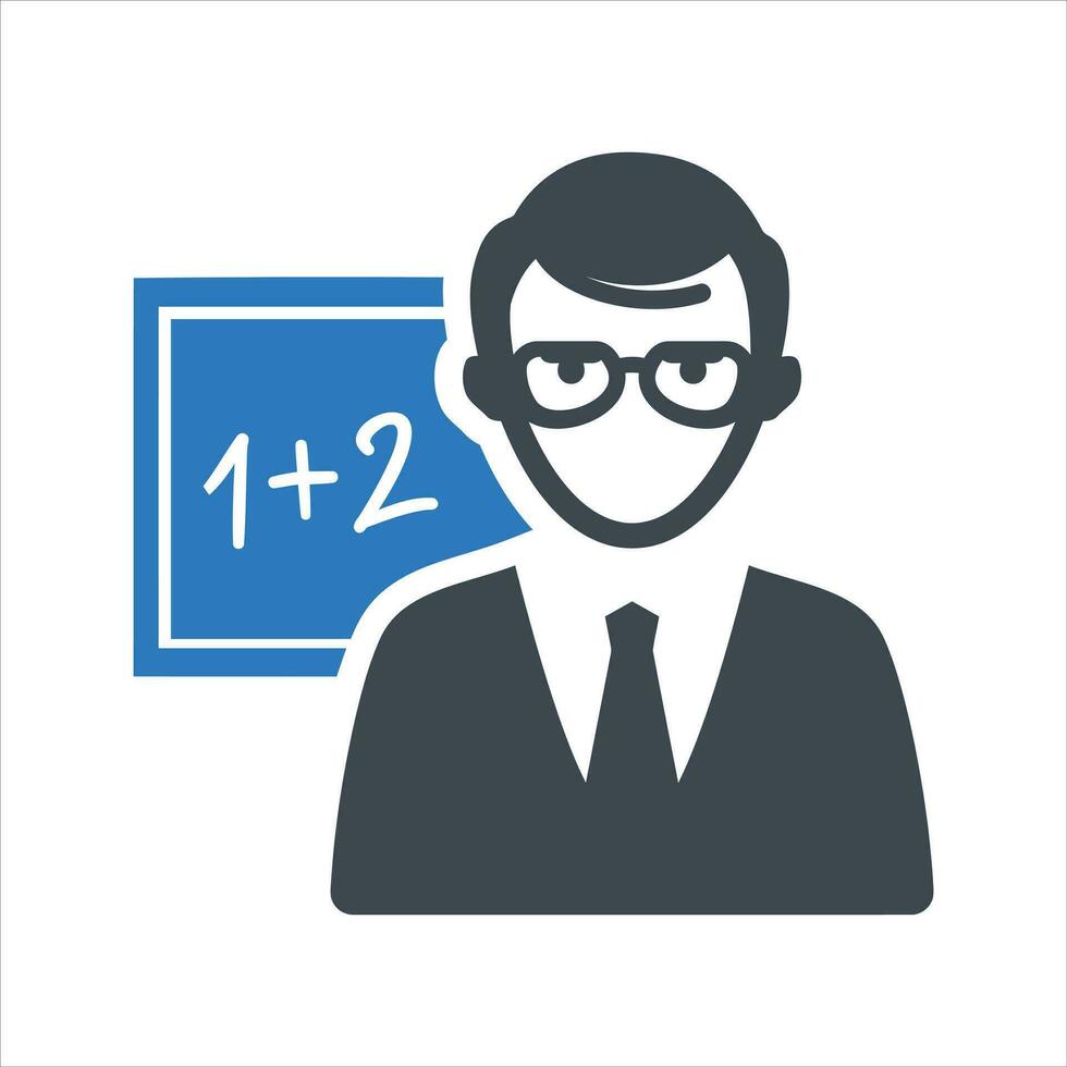 Math teacher icon. Vector and glyph