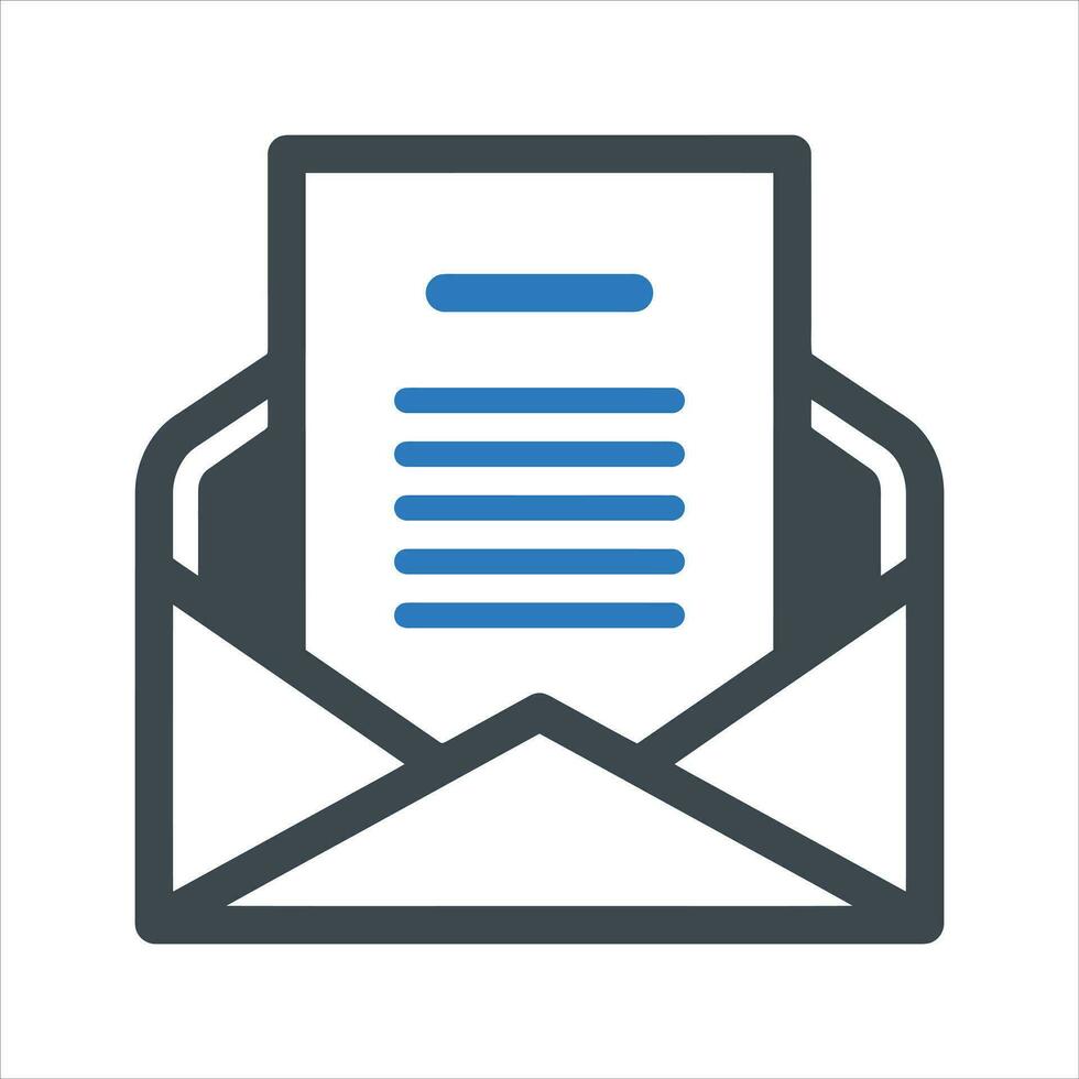 Open envelope mail icon. Open message icon. Vector and glyph