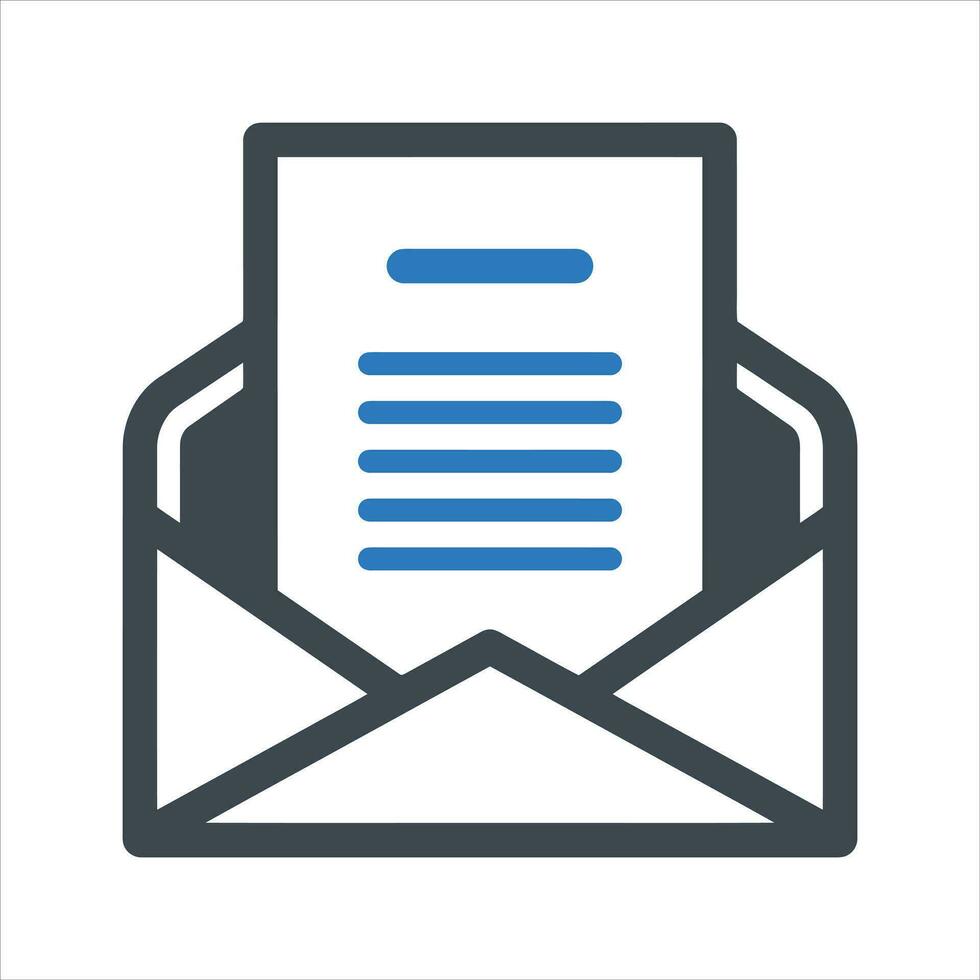 Open envelope mail icon. Open message icon. Vector and glyph