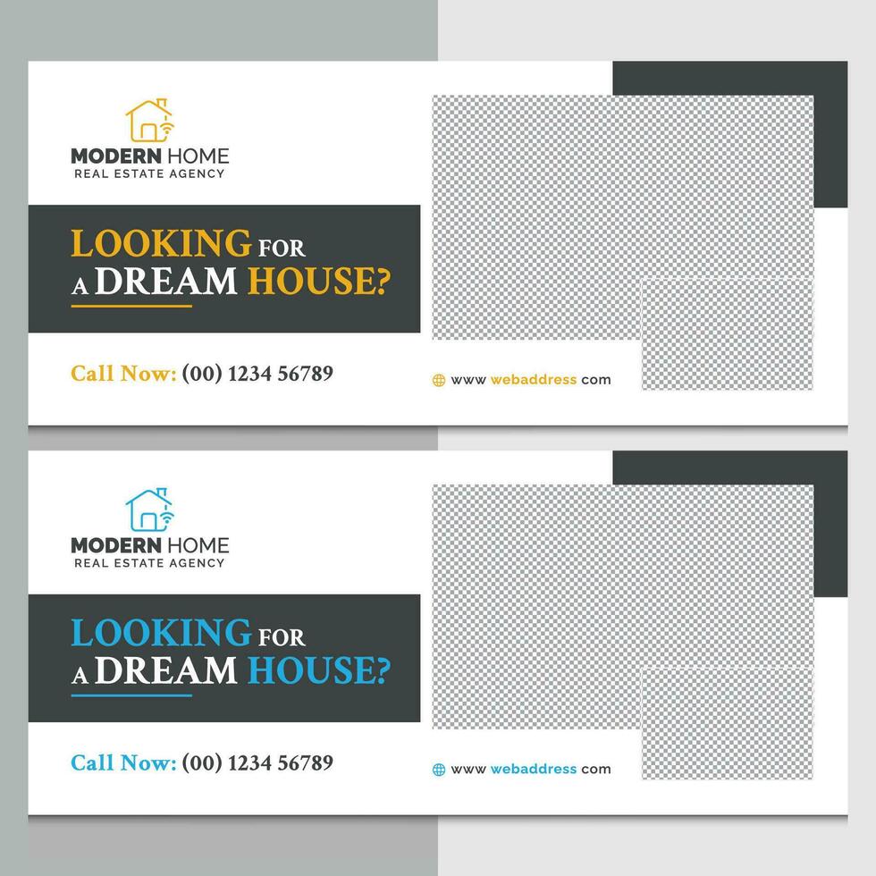Minimalist Real Estate Billboard Template with Blue and Yellow Accents vector