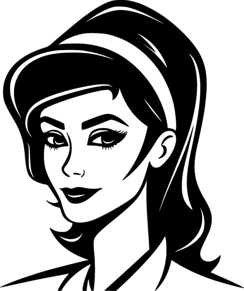 Nurse - Black and White Isolated Icon - Vector illustration