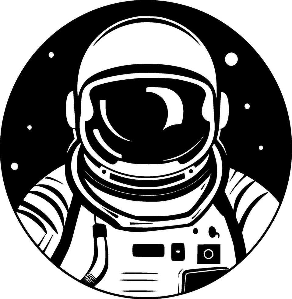 astronauta, negro y blanco vector ilustración