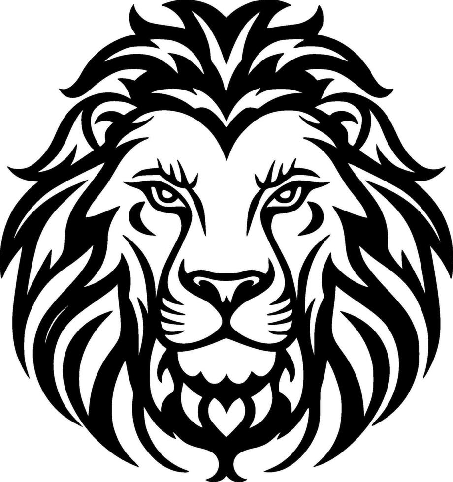 Lion, Black and White Vector illustration