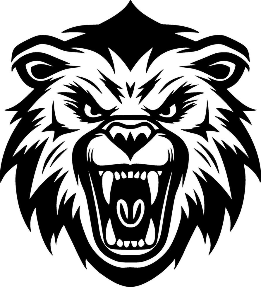 Bear, Black and White Vector illustration