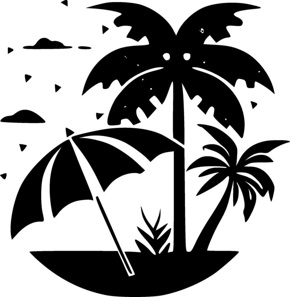 Summer - Black and White Isolated Icon - Vector illustration