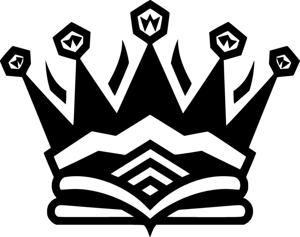 Crown, Black and White Vector illustration