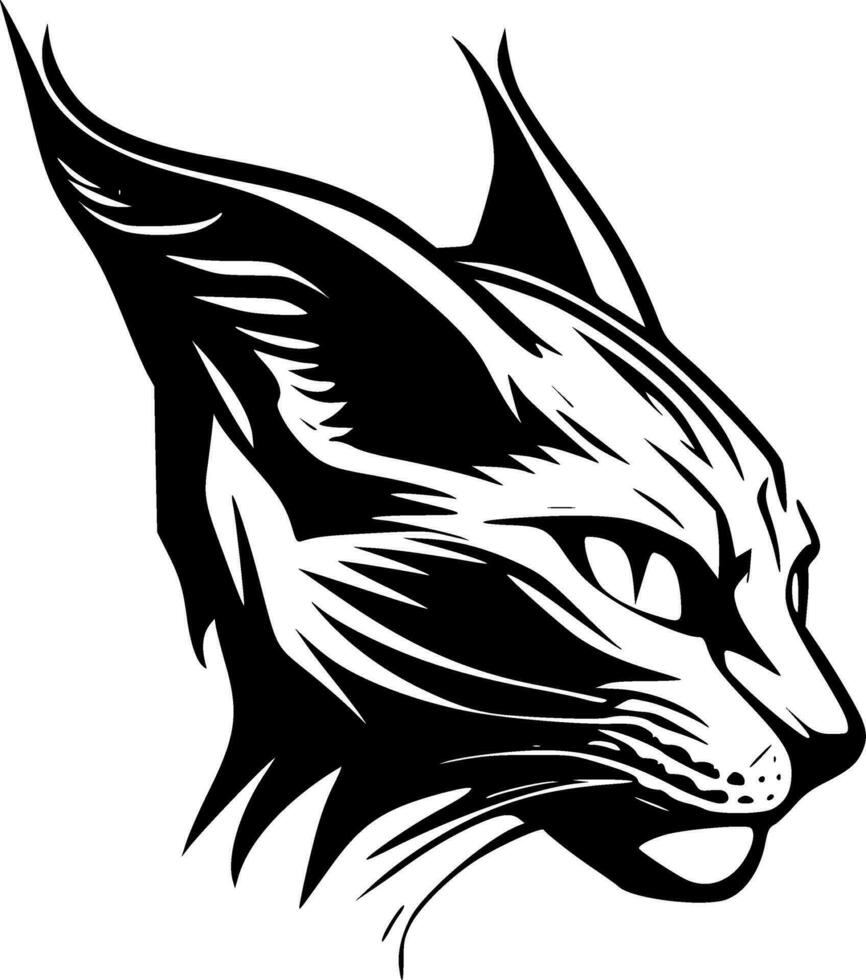 gato montés - negro y blanco aislado icono - vector ilustración