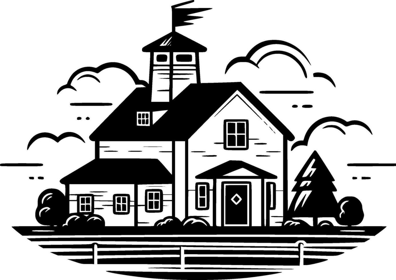 Farmhouse, Minimalist and Simple Silhouette - Vector illustration