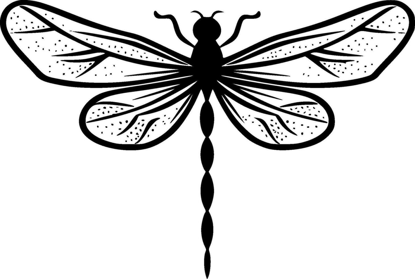 Dragonfly, Black and White Vector illustration