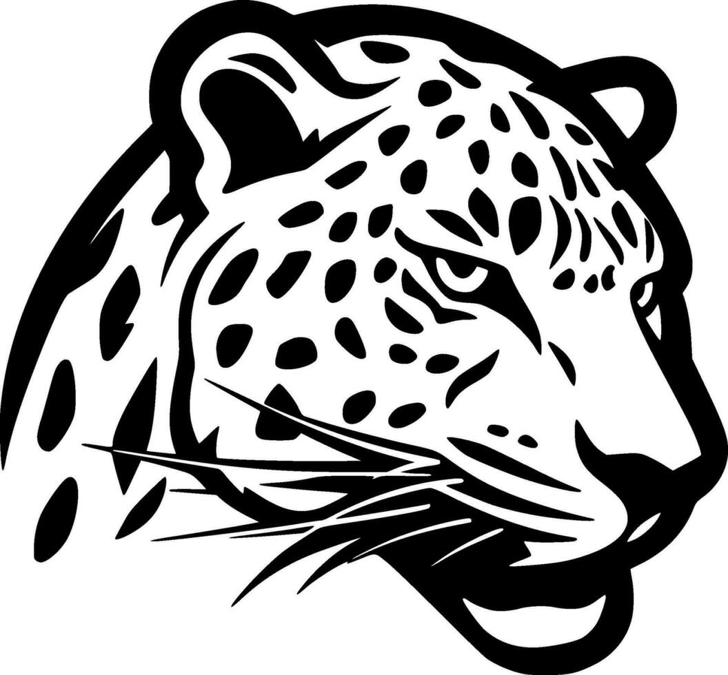 leopardo - negro y blanco aislado icono - vector ilustración