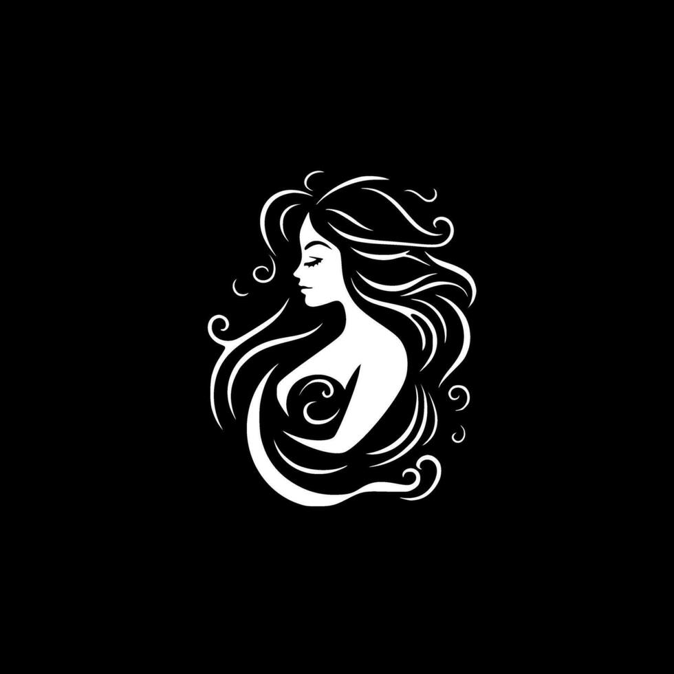 Mermaid, Black and White Vector illustration
