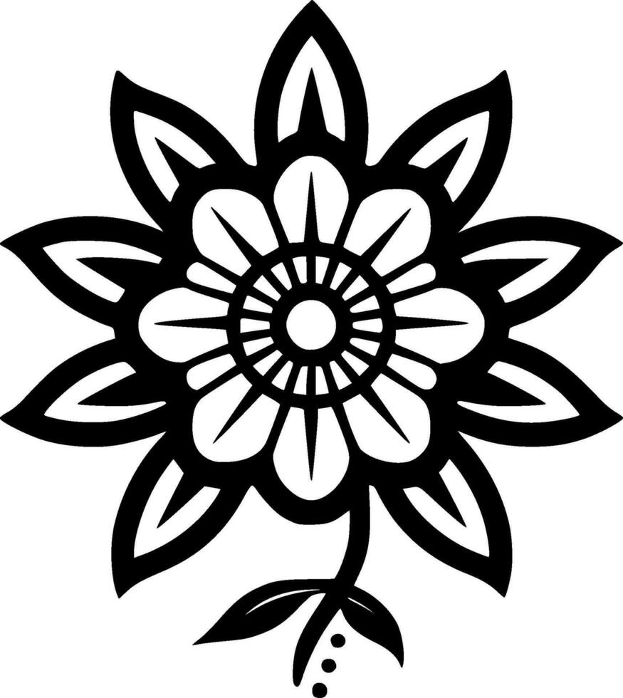 Flower, Black and White Vector illustration