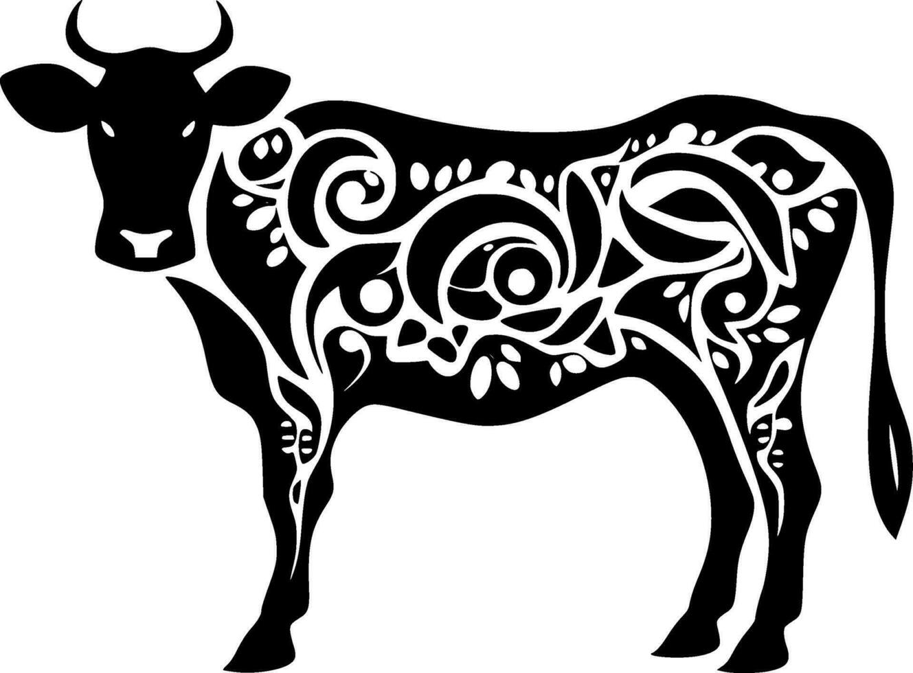 vaca, negro y blanco vector ilustración