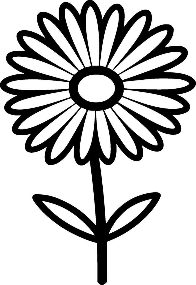 Daisies - Black and White Isolated Icon - Vector illustration
