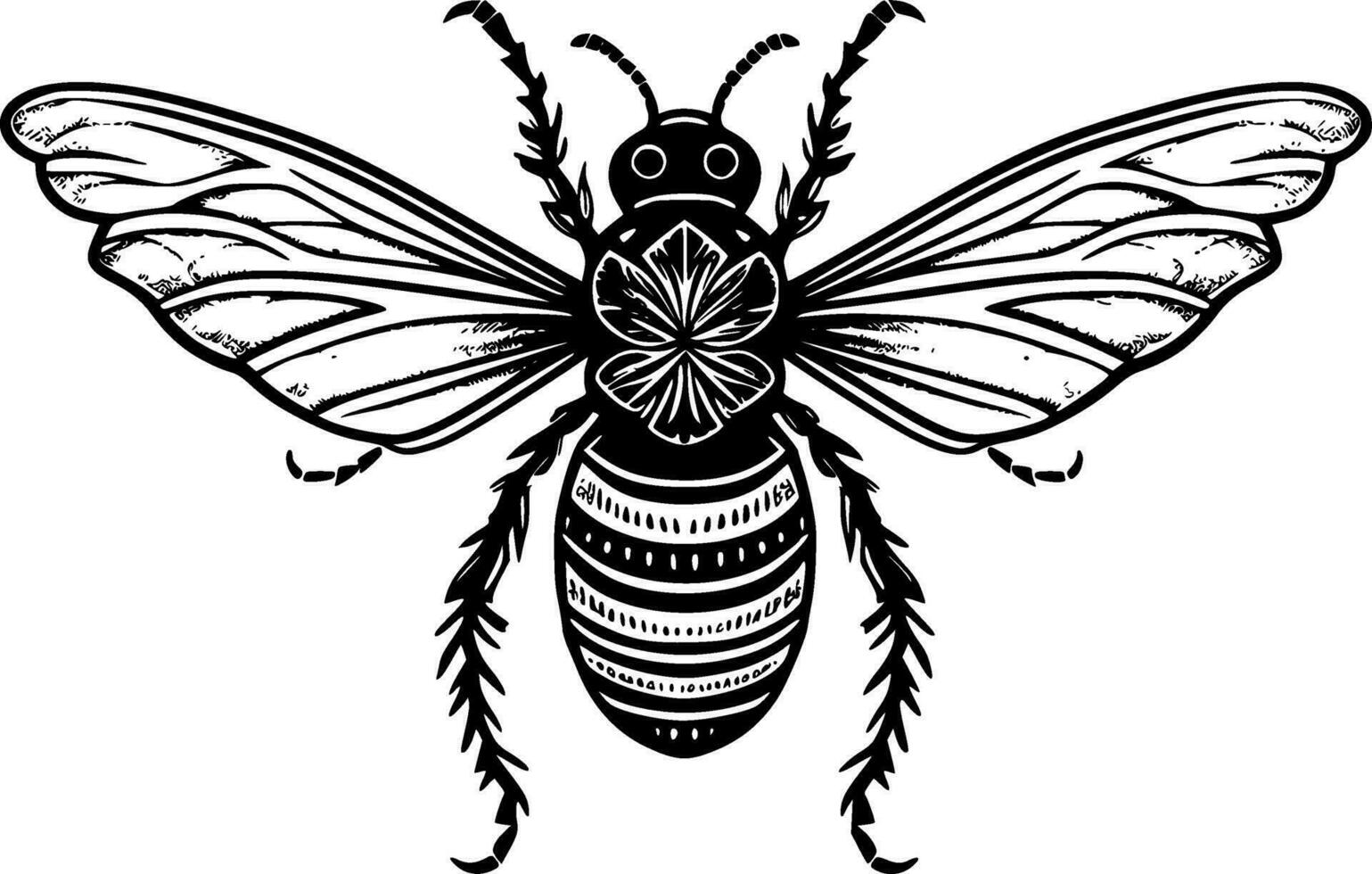 abeja - negro y blanco aislado icono - vector ilustración