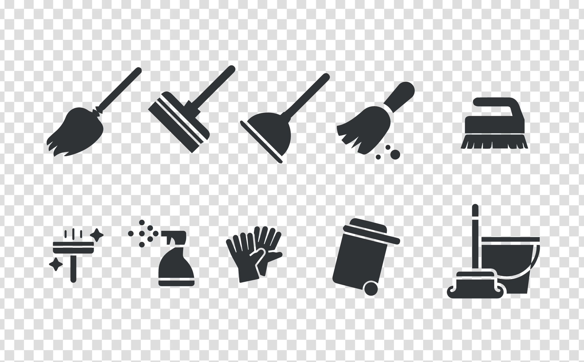 Cleaning tools icon set. Simple set of cleaning tools vector icons for