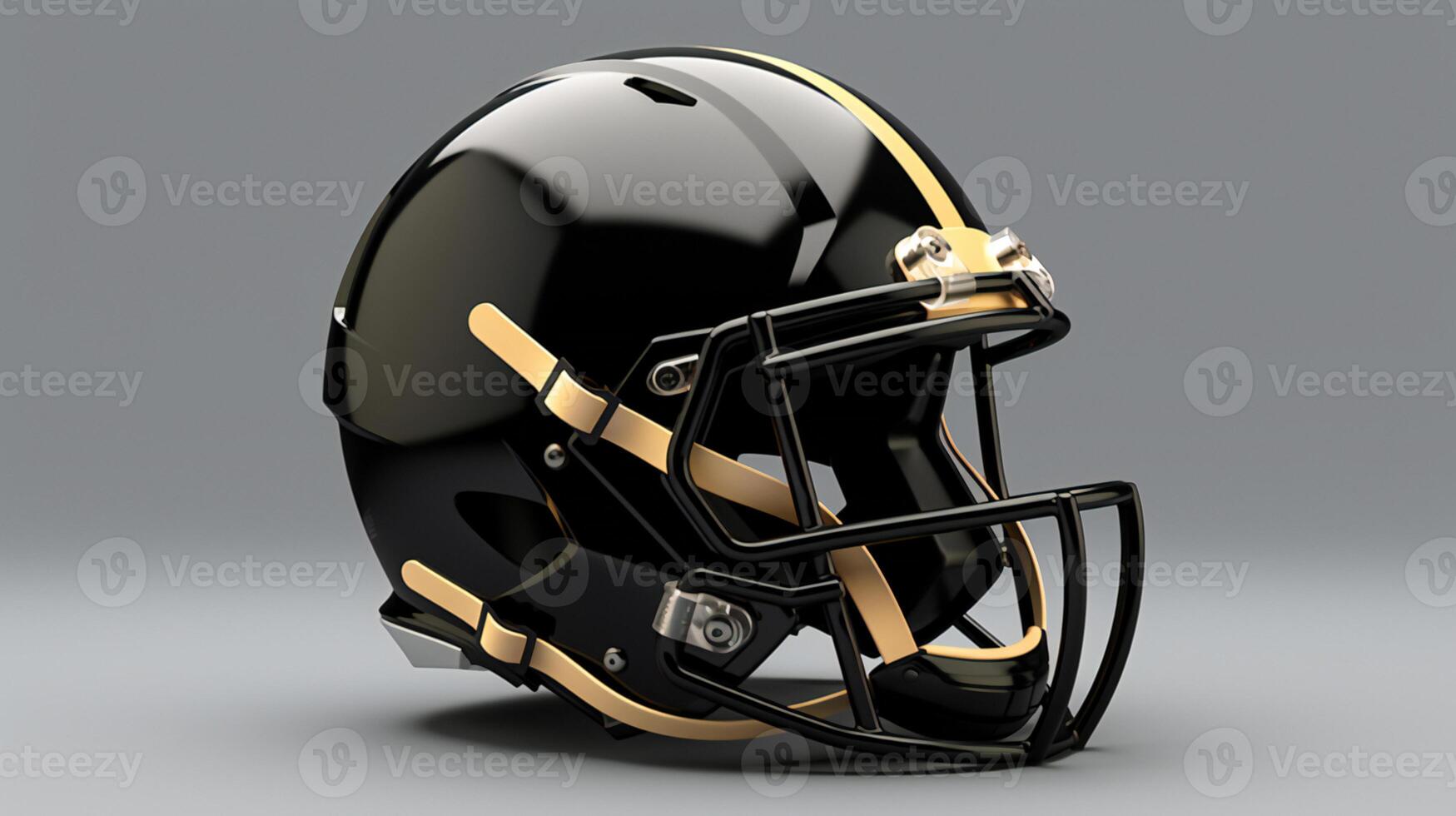a football helmet with gold trim on a gray background photo