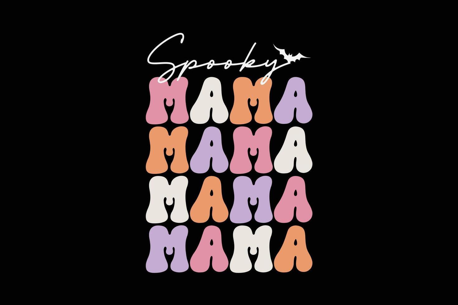 Spooky Mama Retro Groovy Funny Halloween T-Shirt Design vector