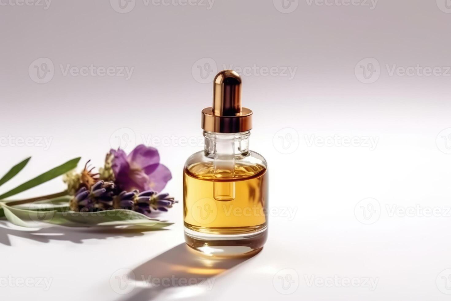 Essential oil serum for cosmetics products on white background. photo