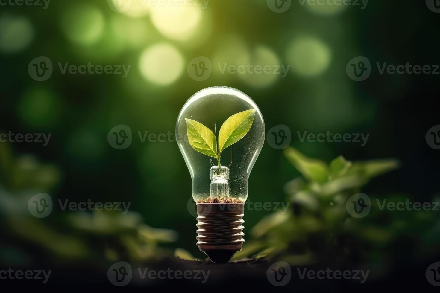 limpiar energía sostenible, renovable, eco simpático verde hoja ligero bulbo. ai generativo foto
