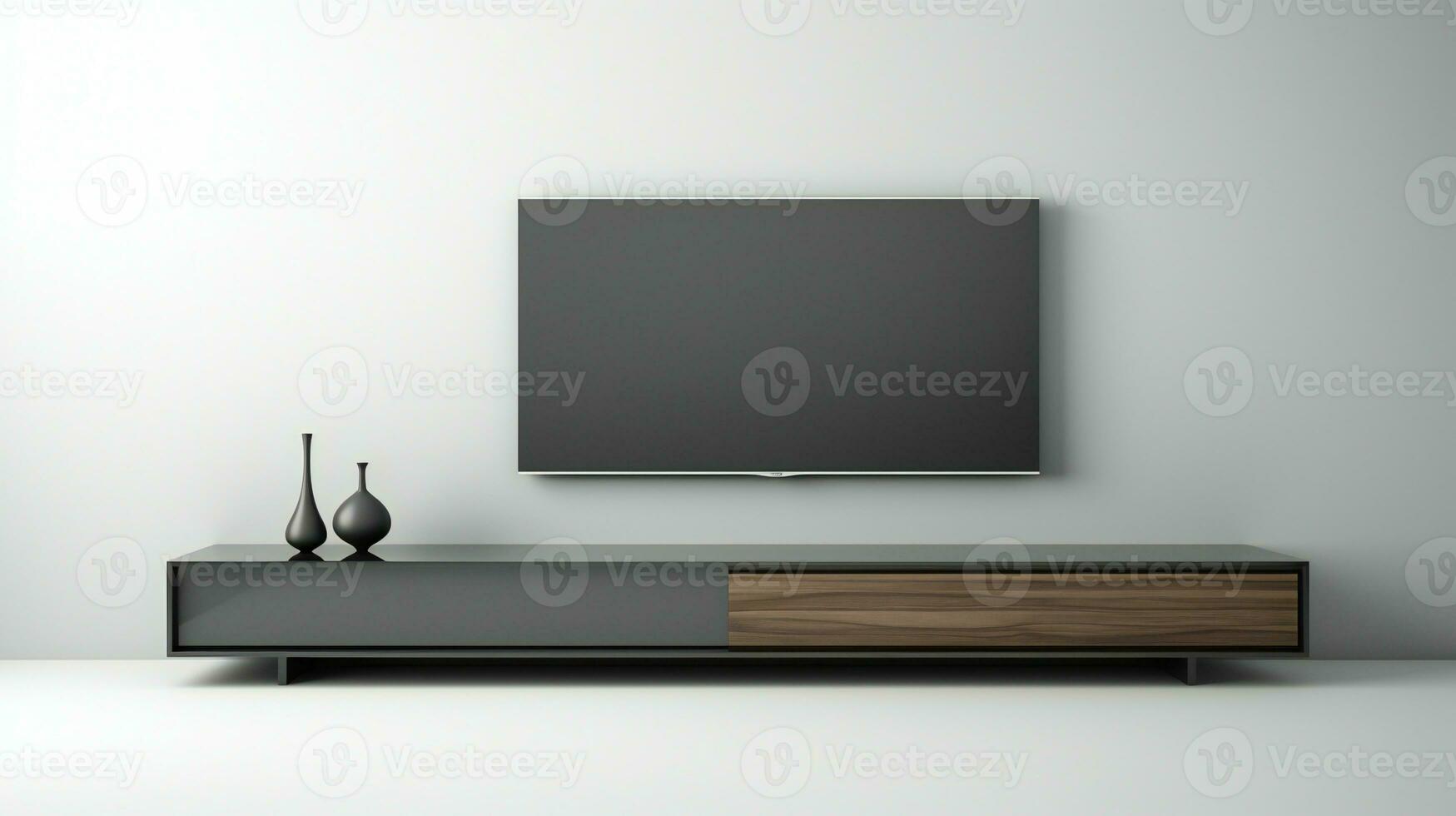 modern tv stand with wooden and black accents AI Generative photo