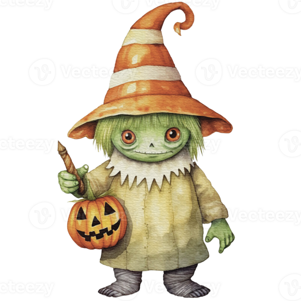 a baby monster on Halloween character holding a lollipop , png